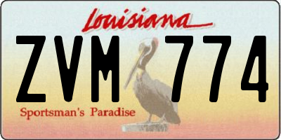 LA license plate ZVM774