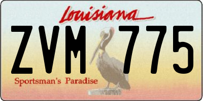 LA license plate ZVM775