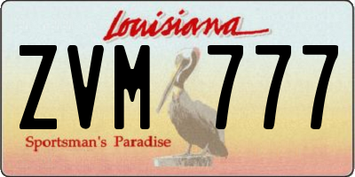 LA license plate ZVM777