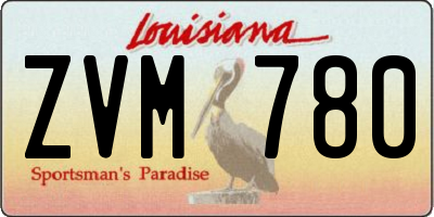 LA license plate ZVM780