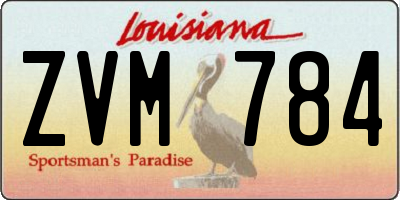 LA license plate ZVM784