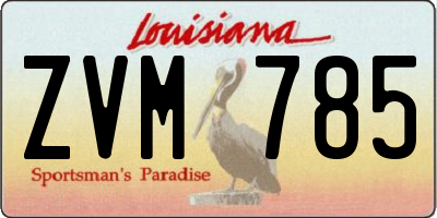 LA license plate ZVM785