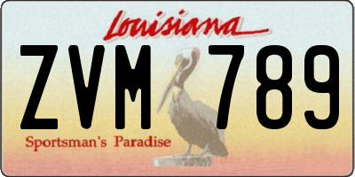 LA license plate ZVM789