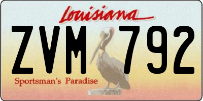 LA license plate ZVM792