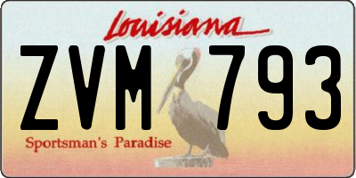 LA license plate ZVM793