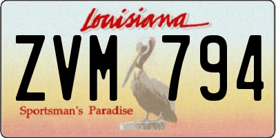 LA license plate ZVM794