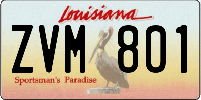 LA license plate ZVM801