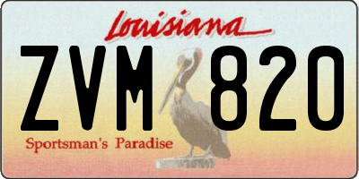 LA license plate ZVM820