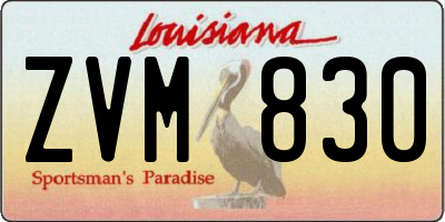 LA license plate ZVM830