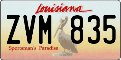 LA license plate ZVM835