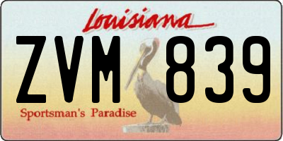 LA license plate ZVM839