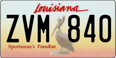 LA license plate ZVM840