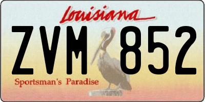LA license plate ZVM852