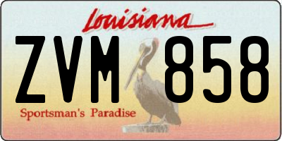 LA license plate ZVM858