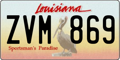 LA license plate ZVM869