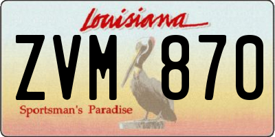LA license plate ZVM870