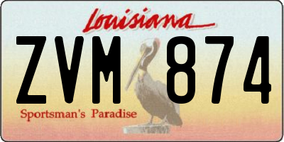 LA license plate ZVM874