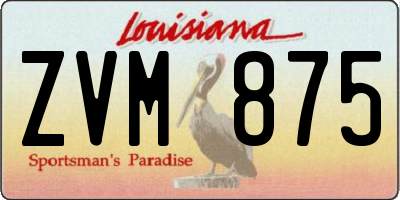 LA license plate ZVM875