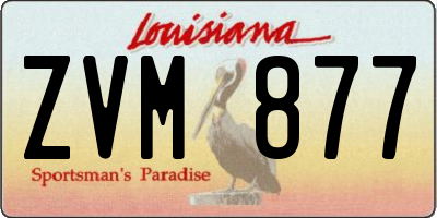 LA license plate ZVM877