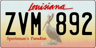 LA license plate ZVM892