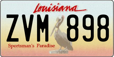 LA license plate ZVM898