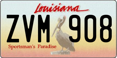 LA license plate ZVM908