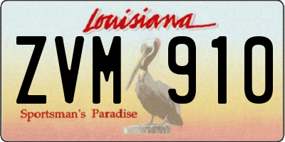 LA license plate ZVM910