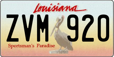 LA license plate ZVM920