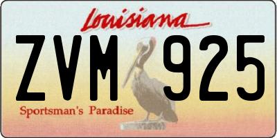 LA license plate ZVM925