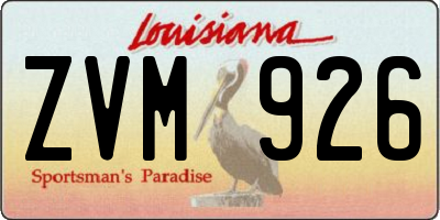 LA license plate ZVM926