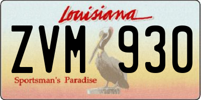 LA license plate ZVM930