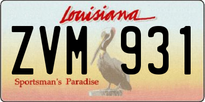 LA license plate ZVM931