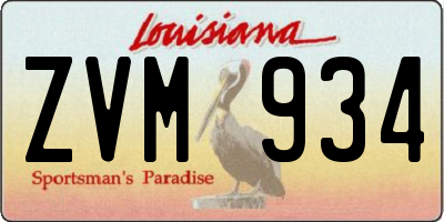 LA license plate ZVM934