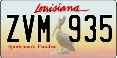 LA license plate ZVM935