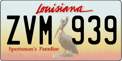 LA license plate ZVM939