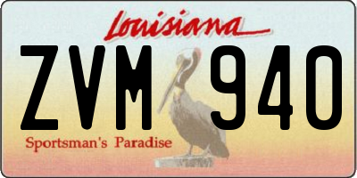 LA license plate ZVM940