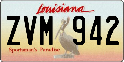 LA license plate ZVM942