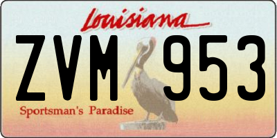 LA license plate ZVM953