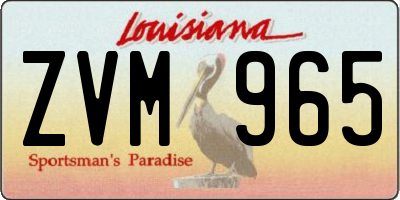 LA license plate ZVM965