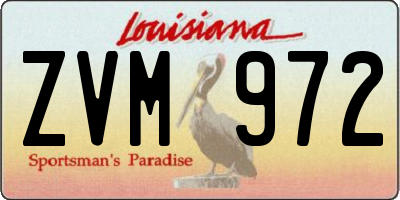 LA license plate ZVM972