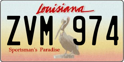 LA license plate ZVM974