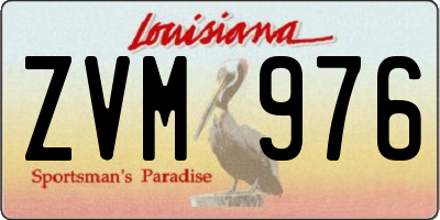 LA license plate ZVM976