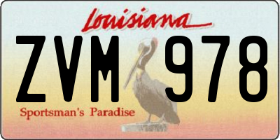 LA license plate ZVM978