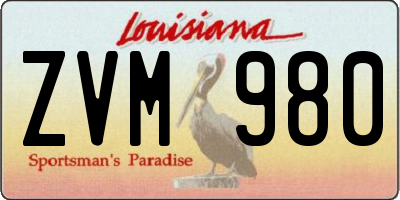 LA license plate ZVM980