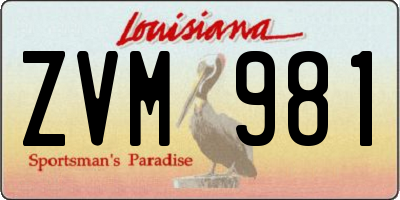 LA license plate ZVM981