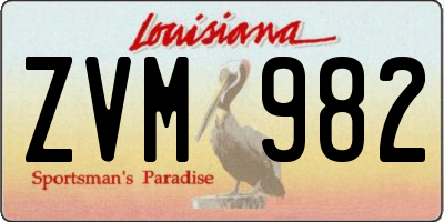 LA license plate ZVM982