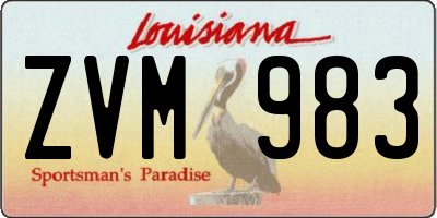LA license plate ZVM983