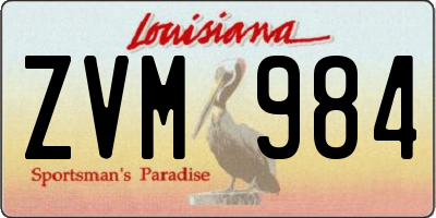LA license plate ZVM984