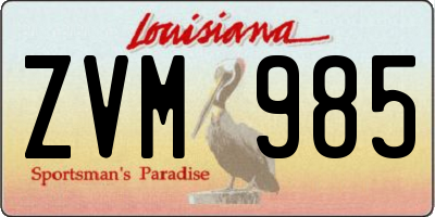 LA license plate ZVM985