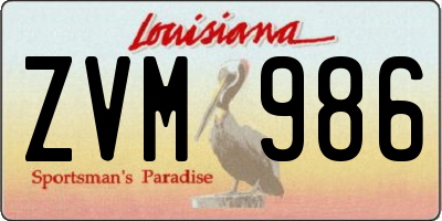 LA license plate ZVM986